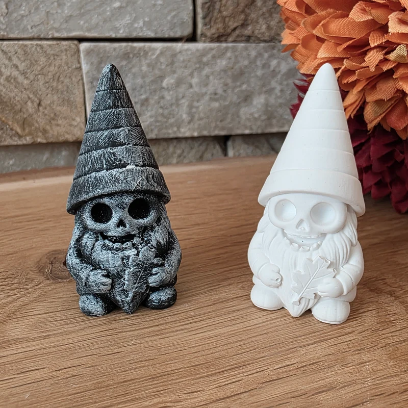 Silikongießform – Halloween-Wichtel Skelett mit Blatt