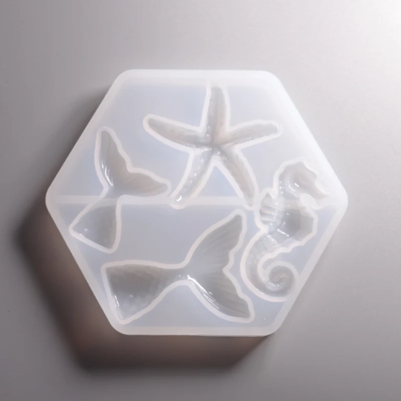 Silikon Gießform Seepferdchen, Seestern, Fischflossen ca. 2 bis 4 cm